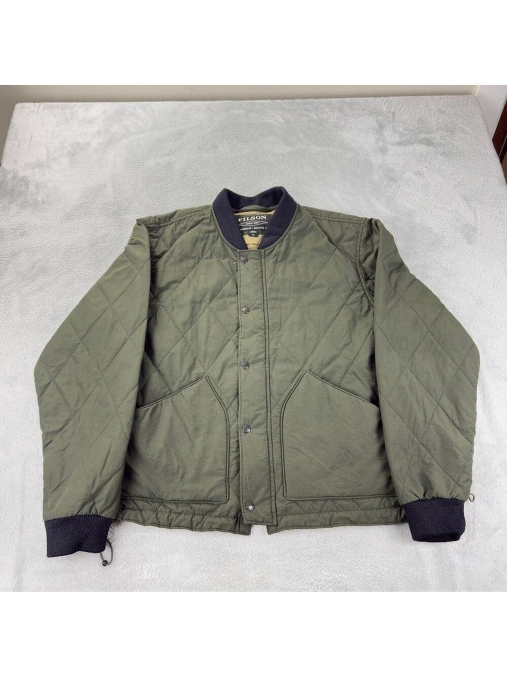 CC Filson Co Men's Size XL Quilted Primalot Pack Jacket in Dark Otter Green